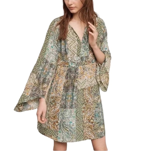 Floreat Dresses & Skirts - Anthropologie Floreat Green Pattern Angled Sleeve Dress B7